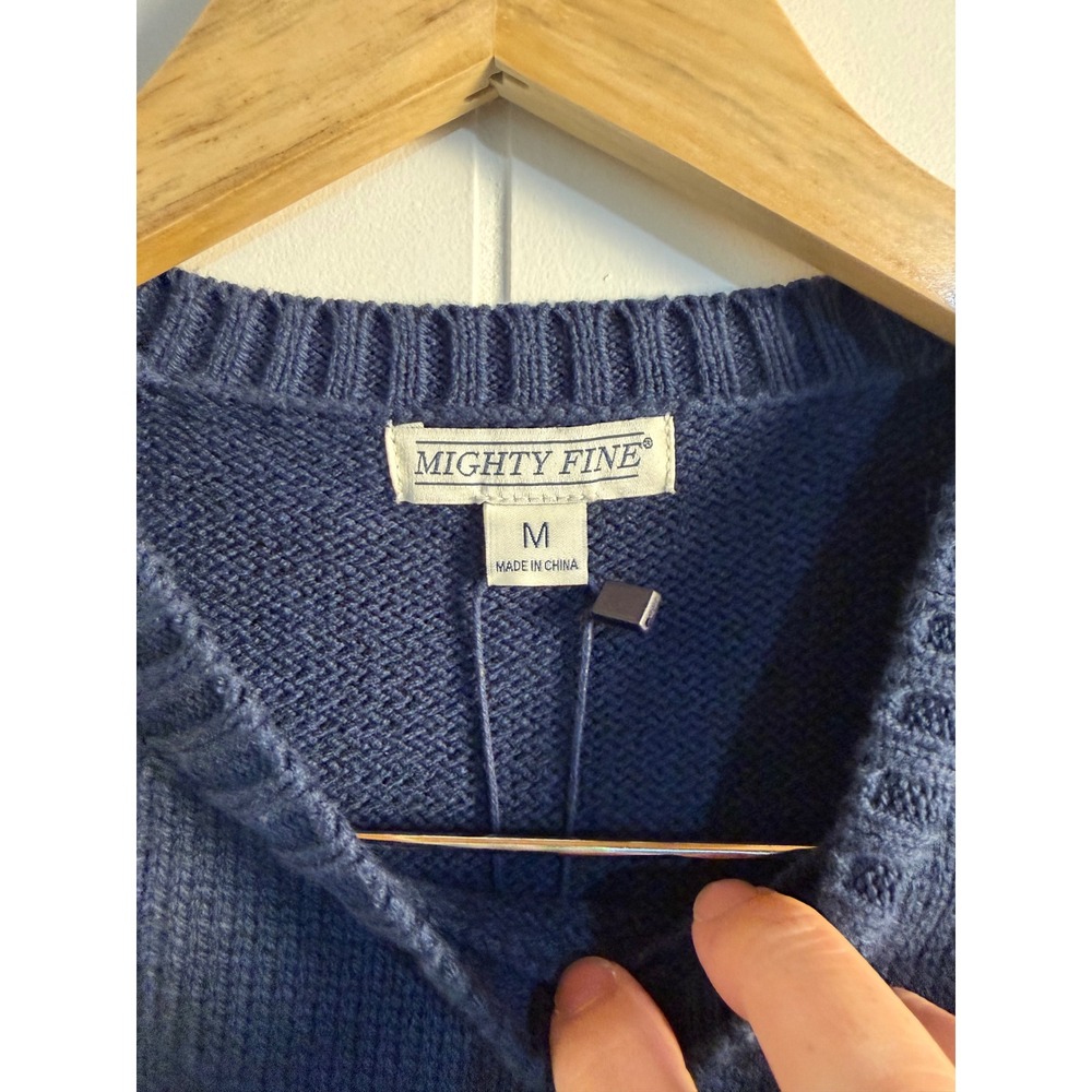 USA Teddy Bear Sweater Medium Navy Blue Knit Americana Graphic - Picture 4 of 5